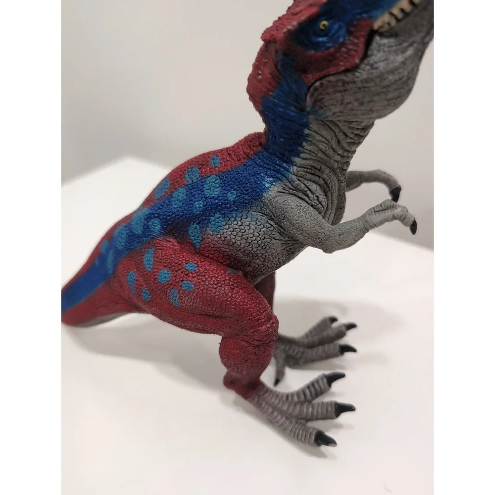 Schleich Tyrannosaurus Rex Dinosaur Figure T-Rex Red & Blue Used Movable Jaw